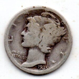 Granny Estate Find - 1935 S Mercury Dime - 90% silver